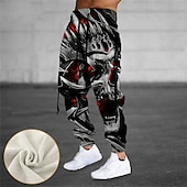 baratos Calças Desportivas-Homens Calças Esportivas Corredor Calças Com Cordão Bolsos laterais Cintura elástica Caveiras Estampas Abstratas Conforto Respirável Esportes Casual Diário Misto de Algodão Felpudo Roupa de rua