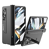 Χαμηλού Κόστους Samsung Θήκη-τηλέφωνο tok Για Samsung Galaxy Z Fold 5 Z Fold 4 Z Fold 3 Πίσω Κάλυμμα Προστατευτικό φακού κάμερας Σταντ ποδηλάτου με στυλό S Μονόχρωμο Ψημένο γυαλί PC Μεταλλικό