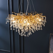 cheap Chandeliers-Chandelier Crystal , Frosted Finish Tree Branch Chandelier, Raindrop Ceiling Pendant Hanging Light Fixture, Blossom Chandeliers for Dining Room, Living Room, Bedroom, Entryway (Dia 31.2&quot; Round)