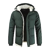 economico Piumini e parka da uomo-Per uomo Parka Tenere al caldo Ufficio Da tutti i giorni Colore puro Capispalla Abbigliamento Informale Casual quotidiano Verde Nero Bianco