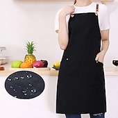 preiswerte Schürze-Wasserdichte Kochschürze für Damen und Herren, Küchen-Kochschürze, personalisierte Gartenschürze mit Tasche, Arbeitsschürze aus Baumwoll-Canvas, überkreuzter Rücken, strapazierfähig, verstellbar