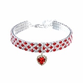 cheap Cat Collars, Harnesses &amp; Leashes-2 Pcs Pearls Diamond Pet Cat Dog Necklace Collar Jewelry with Bling Rhinestones for Pets Cats Small Dogs Female Puppy Chihuahua Yorkies Girl Costume Outfits Adjustable