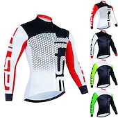 preiswerte Radtrikot Herren-Herren Radtrikot fahrradbekleidung Fahrradtrikot Langarm Fahhrad Trikot Shirt mit 3 Gesäßtaschen MTB Mountain Rennrad Atmungsaktiv Schnelltrocknend Feuchtigkeitsableitung Reflexstreiffen Schwarz Wei