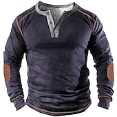 billiga Basic sweatshirts-Herr Tröja Grön Blå Purpur Gul Rubinrött Henley krage Grafisk Färgblock Sport &amp; Utomhus Ledigt Dagligen 3D-tryck Plusstorlekar Grundläggande Vintage Designer Vår &amp; sommar Kläder Pull Tröjor Långärmad