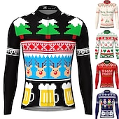 billiga Tröjor för män-herrcykeltröja långärmad cykeltröja med 3 bakfickor ful jul rolig jul mountainbike mtb landsvägscykel cykling andas snabbtorkande fukttransporterande reflexremsor svart