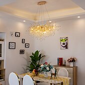 cheap Chandeliers-Chandelier Crystal , Frosted Finish Tree Branch Chandelier, Raindrop Ceiling Pendant Hanging Light Fixture, Blossom Chandeliers for Dining Room, Living Room, Bedroom, Entryway (Dia 31.2&quot; Round)