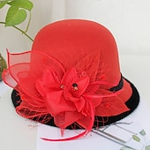 economico Cappelli per feste-kentucky cappello derby autunnale cappelli da sposa piume artificiali misto poli/cotone bombetta/cloche cappello alla pescatora cappello fedora casual vacanza stile vintage elegante con applicazioni