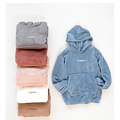 preiswerte Trainingsanzüge für Damen-Damen Basic Trainingsanzug Hosen-Sets Pullover Pyjamas Langarm Mit Kapuze Feste Farbe Valentinstag Casual Schwarz Blau Kamel Herbst Winter Regular Fit