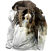 cheap Men&#039;s Lace Up Hoodie-Men&#039;s Animal Graphic Prints Hoodie Hoodies Sweatshirt Pullover Hoodie Sweatshirt Long Sleeve Hooded Sweatshirt Hooded Streetwear 3D Print Casual Daily Sports Black And White White &amp; Green Lace up