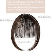 abordables Franges-Clip dans la frange extensions de cheveux frange naturelle clip sur le devant frange vaporeuse soignée temple une pièce accessoire de postiche pour les femmes