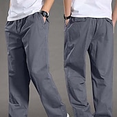 economico Pantaloni cargo-Per uomo Pantaloni cargo Pantaloni Pantaloni casual Tasche Gamba dritta Tinta unica Comfort Caldo Giornaliero Per eventi Per uscire Sportivo Di tendenza Nero Giallo Media elasticità