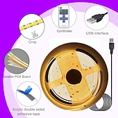 お買い得  リモコンコントロール-usb cob led ストリップ ライト 5v 1-4m 調光対応 300led / m cri85 rf リモート コントローラー付き テレビ バックライト キャビネットの下のフレキシブル テープ ランプ 寝室のキッチンや家の diy 照明用