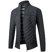 cheap Men&#039;s Cardigan Sweater-Men&#039;s Cardigan Sweater Zip Sweater Sweater Jacket Fleece Sweater Knit Zipper Color Block Stand Collar Stylish Modern Contemporary Casual Holiday Clothing Apparel Fall Winter Black Burgundy S M L