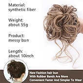 economico Chignon-chignon disordinato ricci ondulati scrunchies per capelli sintetici estensione posticci per donne parrucca chignon artiglio in chignon estensioni dei capelli chignon disordinati (12h24 # marrone