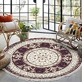 preiswerte Wohn- und Schlafzimmerteppiche-Runder Teppich mit Mandala-Quaste im Ethno-Stil, Wohnzimmer, Schlafzimmer, Couchtisch, Bodenmatte
