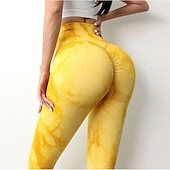 olcso Jóga leggings és harisnyanadrág-Női Jóga nadrág Alakformáló Varrás nélküli Hasformáló Alakformáló Magas derék Jóga Fitnesz Edzőterem edzés Harisnyanadrág Leggingek Alsók Batikolt Sárga Rózsaszín Kék Spandex Ősz Tél Sport
