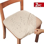 abordables Funda de silla-2 fundas de asiento para comedor, color burdeos, impermeables, elásticas, con respaldo alto, fundas de licra para asiento de silla con banda elástica para boda