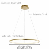 cheap Circle Design-1-Light LED Pendant Light 40cm 60cm 80cm Aluminum Acrylic Circle Gold White Black Painted Finishes Dimmable for Modern Simple Home Kitchen Bedroom 25W 38W 50W ONLY DIMMABLE WITH REMOTE CONTROL
