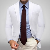 abordables Blazers et vestes-Veste de blazer pour hommes veste de sport décontractée colorée noire blanche jaune coupe standard simple boutonnage un bouton