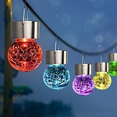 preiswerte Landschaftslichter-Weihnachts-Solarleuchten für den Außenbereich aus gesprungenem Glas, Solar-Gartenleuchten, wasserdichte LED-Hängekugelleuchten für Weihnachtsdekoration im Außenbereich, Garten und Terrasse