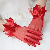 abordables Gants de Mariage-Tulle Longueur Poignet Gant Style vintage / Elégant Avec Noeud(s) Gants de Mariage / Fête