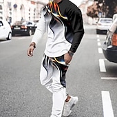 preiswerte Herren 3D Sweatshirt Sets-Herren Grafik Wissenschaft und Technik 2St 3D Sweatshirt-Sets Trainingsanzug Langarm Lange Hosen Rundhalsausschnitt Streetwear Sportbekleidung Basic Sport &amp; Outdoor Lässig Sport Druck Frühling Herbst
