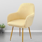 voordelige Fauteuil deksel en armloze stoelhoes-keukenstoelhoes effen kleur garengeverfde polyester kussenovertrekken
