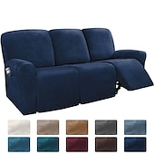 economico Poltrone reclinabili e poltrone wingback-copridivano reclinabile componibile fodera 1 set di 8 pezzi microfibra elasticizzata alta elasticità bordeaux rosso velluto di alta qualità copridivano copridivano per 3 posti cuscino divano