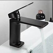 voordelige Badkamer wastafelkranen-wastafelmengkraan voor de badkamer, monobloc wastafelkranen voor de wasruimte, enkele handgreep, één gat op het dek gemonteerd met warme en koude slang