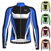 preiswerte Radtrikot Herren-Herren Fahrradjacke Radjacke Radtrikot fahrradbekleidung Fahrradtrikot Langarm Fahhrad Jacke Trikot Shirt mit 3 Gesäßtaschen MTB Mountain Rennrad warm warm halten Atmungsaktiv Schnelltrocknend Gelb