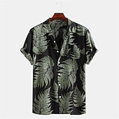 abordables Plantes tropicales-Homme Feuille de palmier Plantes tropicales Chemise Chemise hawaïenne Chemise Camp Manche Courte Chemise Col Col rabattu Mode Hawaïen Design Extérieur Vacances Plein Air Jaune Rose Claire Vert Print