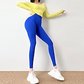 זול חותלות וגרביונים ליוגה-חותלות לנשים הרמת ישבן מכנסי יוגה גבוהים טיקטוק גרביונים בטן שליטה מהיר יבש ניילון ספנדקס יוגה כושר ריצה חדר כושר אימון פעיל בגדים שחור צהוב כחול ספורט גמישות גבוהה