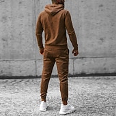 economico Pattern 3D-Per uomo Tuta Da Ginnastica Set di felpe Nero Marrone Con cappuccio Liscio 2 pezzi Sportivo Informale Sport Essenziale Streetwear Informale Autunno Primavera Abbigliamento Felpe con cappuccio Felpe