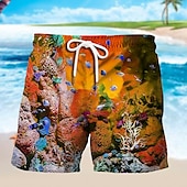 お買い得  オーシャンプリント-男性用 グラフィック 海洋 観賞魚用 スイムトランク スイムショーツ ボードショーツ ミディアムウエスト ハワイアン デザイナー ボヘミアン 祝日 ビーチ ドローストリング メッシュ裏地付き 弾性ウエスト デザイナー 衣類