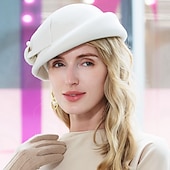 tanie czapki imprezowe-elegancki fason 100% wełniane czapki z gładkim / jednolitym 1 szt. impreza / wieczór / swobodny nakrycie głowy święta / specjalne okazje / biuro &amp; kariera / ukończenie studiów / gratulacje / rocznica