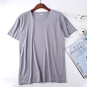 economico Magliette casual da uomo-Per uomo Maglietta Manica Corta Scollo a V Estate Primavera Colore Solido / Tinta Unita Senza cuciture Essenziale Casual Casuale Quotidiano Rosso bordeaux Nero Bianco Maglietta Top per Uomo