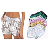 billiga Botten-Metallisk 80-talet Glänsande latexpatent Shorts PU-läder Dam Maskerad Fest Möhippa Prideparad Vuxna Shorts