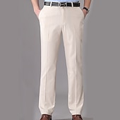 preiswerte Schlank-Herren Anzughosen Hose Hosen Tasche Gerade geschnitten Glatt Hochzeit B¨¹ro Arbeit Baumwollmischung Schick &amp; Modern Ausgefallene Schwarz Weiß Hoher Taillenbund Mikro-elastisch