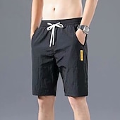 cheap Casual Shorts-Men&#039;s Beach Shorts Casual Shorts Drawstring Elastic Waist Plain Quick Dry Outdoor Going out Fashion Streetwear Black Green Micro-elastic