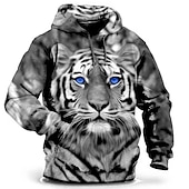 economico felpe 3d da uomo-Per uomo Lupo Stampa 3D Felpa con Cappuccio Felpa con cappuccio Felpe con cappuccio Manica Lunga Felpa con cappuccio Con Cappuccio Moda Vacanza Lavoro Abbigliamento quotidiano Grigio verde Bianco e