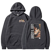 economico Grafica di personaggi di cartoni animati e film-One Piece Monkey D.Rufy Felpa con cappuccio Cartone animato Manga Manga Tasca frontale Grafica Per Da coppia Per uomo Per donna Per adulto Stampa a caldo