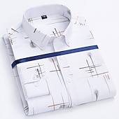preiswerte Button-Down-Hemden für Herren-Herren Kleidhemd Durchgeknöpft Hemd Bügelfreies Hemd Kragenhemd Stretch Tartan Hochzeit Arbeit Wein Schwarzgrau Schwarz Weiß Langarm Quadrathals Ganzjahres Bekleidung