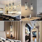 economico Lampadari-lampada a sospensione a led illuminazione a sospensione cromata/oro moderna lampada a sospensione mini lampadari di cristallo lampada a sospensione regolabile per sala da pranzo con isola cucina (1/3