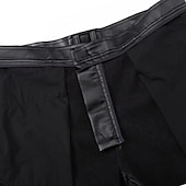 cheap Casual Pants-Men's Dress Pants Winter Pants Trousers Faux Leather Shorts Pocket Straight Leg Solid Colored Comfort Warm Wedding Office Business Faux Leather Streetwear Casual Black Micro-elastic