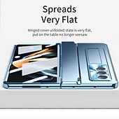 Недорогие Чехлы для Samsung-телефон Кейс для Назначение SSamsung Galaxy Z-сгиб 6 Z Fold 5 Z Fold 4 Z Fold 3 Чехол со стендом Флип Полная защита тела Однотонный ПК