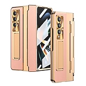 Недорогие Чехлы для Samsung-Чехол для телефона для Samsung Galaxy Z Fold 5 Z Fold 4 Z Fold 3 Flip бамперный флип полный корпус защитный однотонный ПК PU кожа