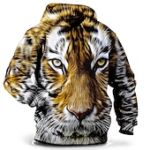 economico felpe 3d da uomo-Per uomo Lupo Stampa 3D Felpa con Cappuccio Felpa con cappuccio Felpe con cappuccio Manica Lunga Felpa con cappuccio Con Cappuccio Moda Vacanza Lavoro Abbigliamento quotidiano Grigio verde Bianco e
