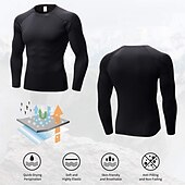 billiga aktiva t-shirts och tankar för män-Herr Kompressionströja T-shirt för jogging Långärmad Baslager Sport Sommar Elastan Andningsfunktion Snabb tork Fuktabsorberande Mjuk Kondition Gymträning Löpning Sportkläder Sportkläder Solid färg