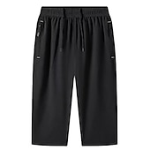 cheap Mens Active Shorts-Men&#039;s Athletic Shorts Cropped Pants Casual Shorts Capri Pants Drawstring Elastic Waist Plain Quick Dry Calf-Length Outdoor Going out Fashion Streetwear Black Blue Micro-elastic