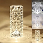 billige Projektorlys og laserprojektor-krystall bordlampe rose lys led projektor 3 farger touch justerbar romantisk diamant atmosfære lys usb touch nattlampe for bar, soverom, julevalentin gave til barn jenter elsker